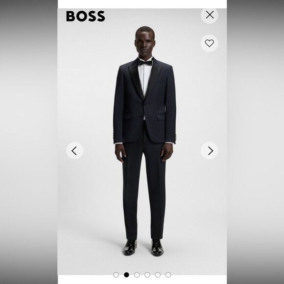 NEW HUGO BOSS SLIM-FIT TUXEDO JACKET AND PANTS IN WOOL SERGE SIZE 38R DARK BLUE - Picture 1 of 14